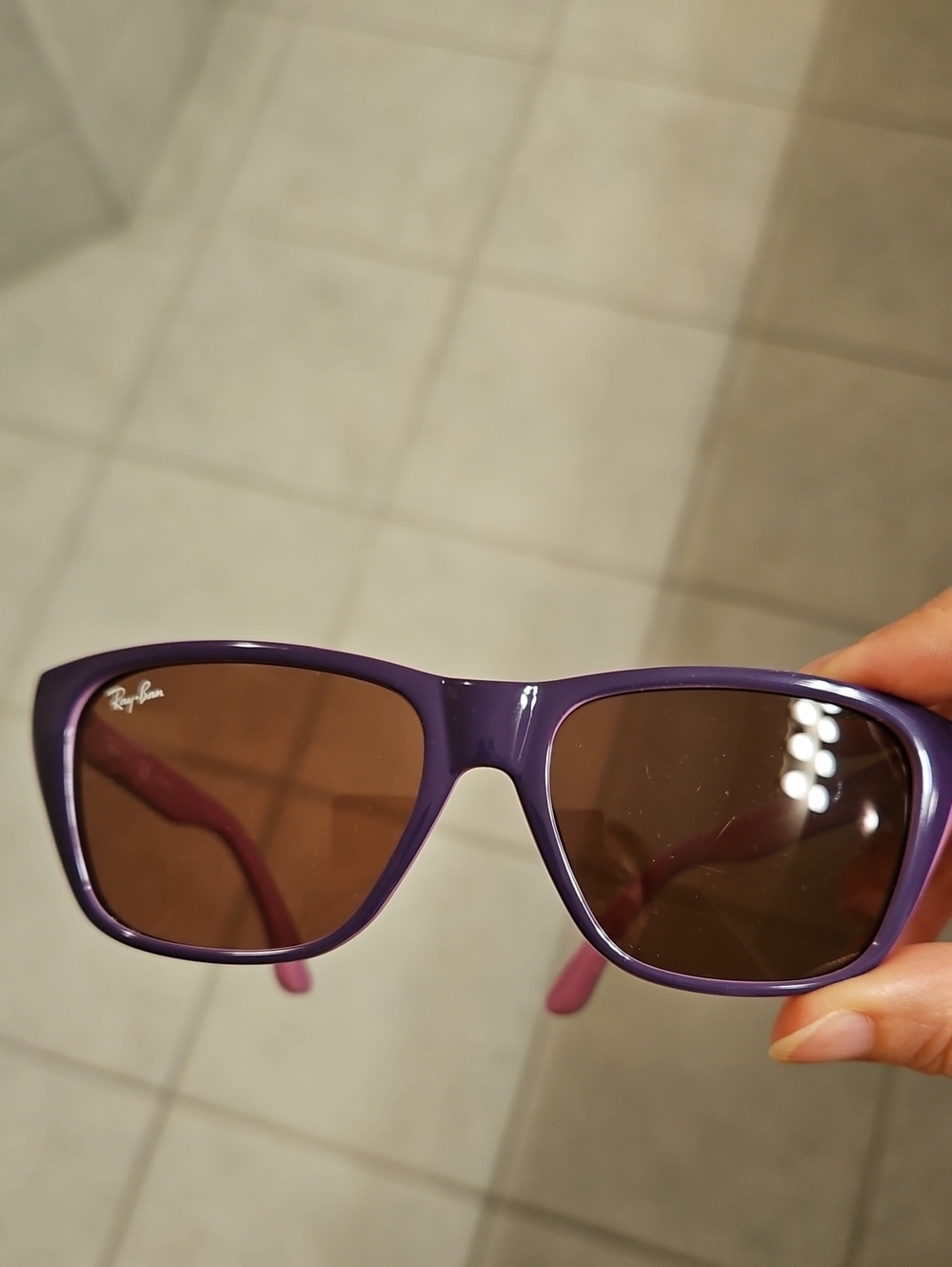 Ray-Ban Purple Frame Sunglasses with Brown Lenses